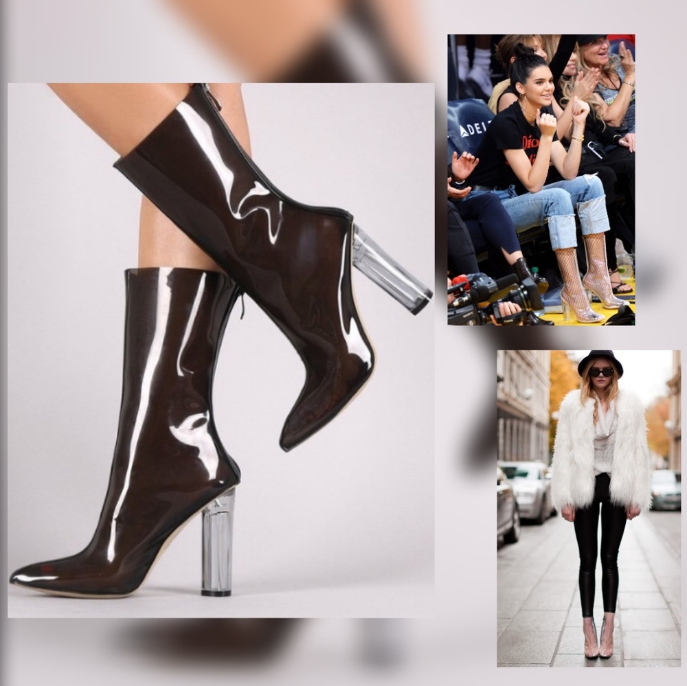 Cape Robin Black Clear Pointed Perspex Boots